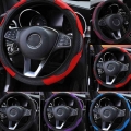 Car Steering Wheel Cover Breathable Anti Slip Pu Leather Steering Covers Suitable 38cm Auto Decoration Internal Accessories - Fi