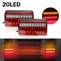 20 LEDs 12V Tail Light Waterproof Car Truck Trailer Stop Rear Reverse Turn Indicator Lamp Back Up Led Turn Signal Lights 1 Pair|