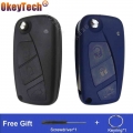 Okeytech 3 Buttons Car Key Shell For Fiat 500 Punto Stilo Ducato Panda Doblo Bravo Folding Remote Control Key Case Uncut Blade -