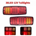 2Pcs Waterproof 36 LED 12V Taillights Trailer Truck Lorry Rear Stop Tail Light Car Auto Turn Signal Caution Indicator Lamps|Truc