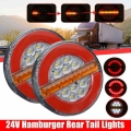 2Pcs 24V 4" LED Trailer Truck Tail Light Brake Light DRL Flow Turn Signal Lamp Strobe Light for Car Boat Bus Van Caravan|Tr