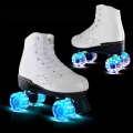 Mobibike Roller Skates Double Line Skates Women Female Lady Adult With LED Lighting PU 4 Wheels Two line Skating Shoes Patines|S