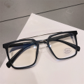 Male Large Frame Retro Anti Blue Eye Glasses Wood Grain Double Beam Plain Plain Mirror - Cycling Sunglasses - Offi