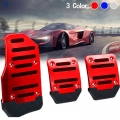 3pcs Universal Aluminum Automatic Transmission Car Pedal Cover Brake Fuel Gas Foot Pad Set Kit Pedals Red Blue Silver Non-slip