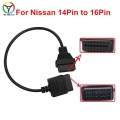 For Nissan 14 Pin To Obd2 16 Pin Cable Car Diagnostic Connector For Nissan 14pin To 16pin Obd Obdii Adapter - Diagno