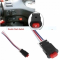 Youwinme 10pcs Motorcycle Double Flash Turn Signal Flasher Switch Button Warning Emergency Lamp with 3 Wires Built in Lock|butto