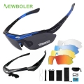 Newboler 2 Frame Polarized Cycling Sun Glasses Outdoor Sports Bicycle Glasses Men Women Bike Sunglasses Goggles Eyewear 5 Lens -
