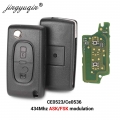 Jingyuqin 434mhz Ask Fsk 2 Button Remote Flip Key Fob For Citroen C2 C3 C4 C5 C6 C8 Xsara Picasso Ce0523 Ce0536 Va2/hca Blade -