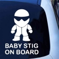 CS 1728# Baby stig on board waterproof funny car sticker vinyl decal white/black for auto car stickers styling