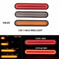 2x LED Trailer Truck Brake Light 3 In1 Neon Halo Ring Tail Brake Waterproof Stop Turn Light Sequential Flowing Signal Light Lamp