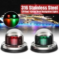 2pcs 12V Stainless Steel Red Green Bow LED Navigation Lights Boat Marine Indicator Spot Light Marine Boat Yacht Sailing Light|Ma