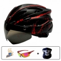 Stylish Black Goggles Bicycle Helmet Ultralight Pattern Bike Helmet Riding Mountain Road Bike Integrally Molded Cycling Helmets|