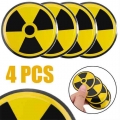 Mayitr 4pcs Nuclear Warning Symbol Wheel Center Cap 5.5x5.5cm Yellow Black Wheel Hub Cap Emblem Badge Stickers For Car Styling