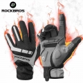 ROCKBROS Cycling Bicycle Gloves Touch Screen Thermal Windproof Bike Gloves Keep Warm Autumn Winter Thick Sport Gloves Equipment|