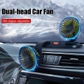 Car Fan Dual Head 12v/24v Dash Cooling Fan 2 Speeds Adjustable For Driver Passenger Auto Cooler Air Fan Car Accessories - Fans &