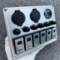 Metal Led Rocker Switch Panel With Digital Voltmeter Dual Usb Port 12v Outlet Combination Switches For Car Marine Boat