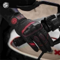 Women Motorcycle Gloves Genuine Goatskin Leather Full Finger Touch Screen Knuckle Protection Retro Motorcycle Gear Summer Red -