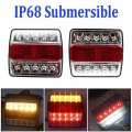 2Pcs Rear LED Submersible Trailer Tail Lights Kit Boat Marker Truck Waterproof Universal 12V 15LED Campers Trailer Taillights|Tr