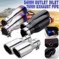 Universal 54mm 76mm 54mm 102mm Exhaust Muffler Pipe Car styling Exhaust Tip Tail Tube Silencer Stainless Steel|Mufflers| - Off