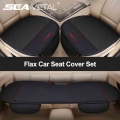 Seametal Flax Car Seat Cover Set Universal Linen Vehicle Seat Cushion Moisture-proof Auto Seat Protector With Bucket Car Goods -