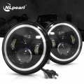 NLpearl LED HeadLight Bulbs 7inch Round Motorcycle LED HeadLamp Angle Eyes 12V 24V Turn Signal for Lada Niva Urban Offroad 4x4|C