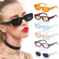 Retro Women Sunglasses Small Rectangle Frame Sun Glasses Uv400 Protection Eyewear Summer Travel Beach Trendy Eyeglasses - Glasse
