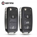 Keyyou 10x Remote Key Case Shell For Vw Volkswagen Skoda Octavia Golf Mk6 Tiguan Polo Passat Cc Seat Replacement 2/3 Buttons - C