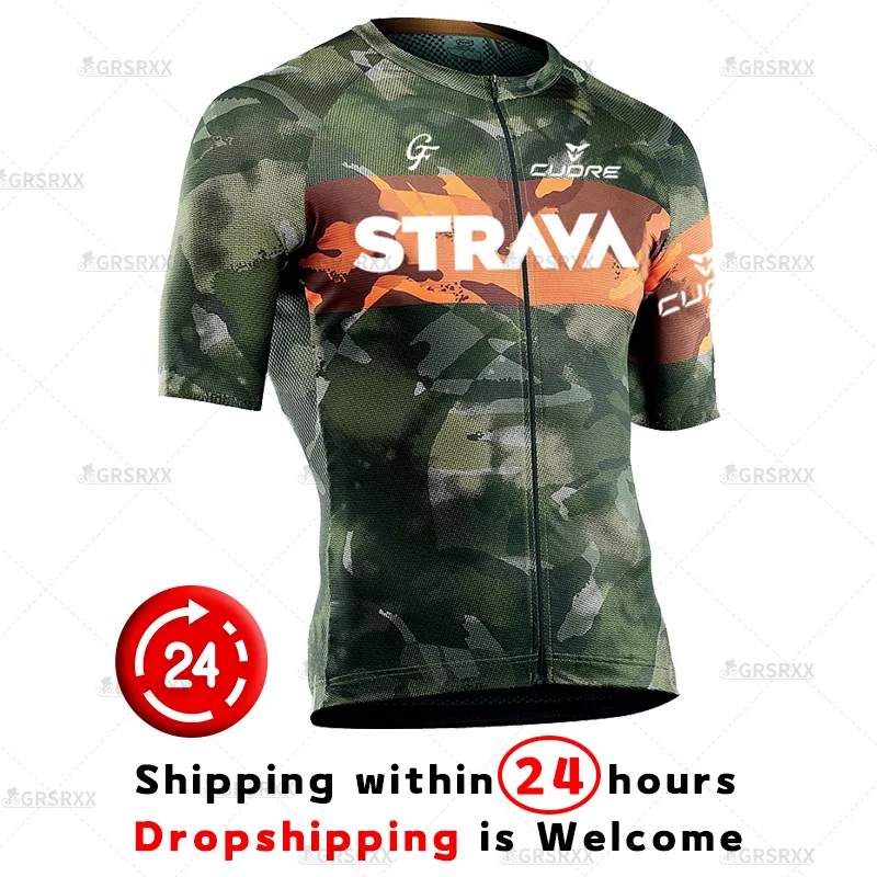 STRAVA Cycling Jersey 2021 MTB Mountain Bike Race Cycling Shirts Short Sleeve Quick Dry Male's Bicycle Wear Pro Team Jerseys