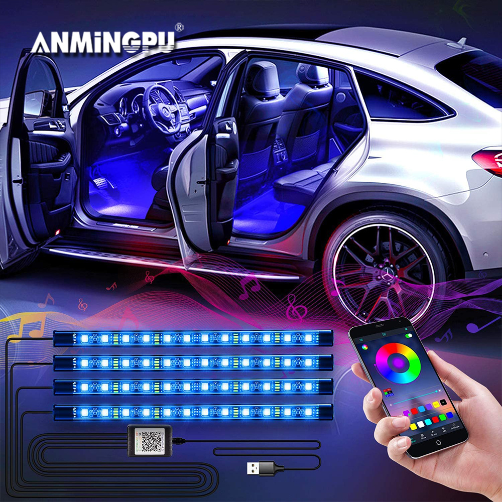 Anmingpu Neon Led Car Foot Ambient Light With Usb Wireless App Remote Music Control Auto Led Interior Atmosphere Decorative Lamp