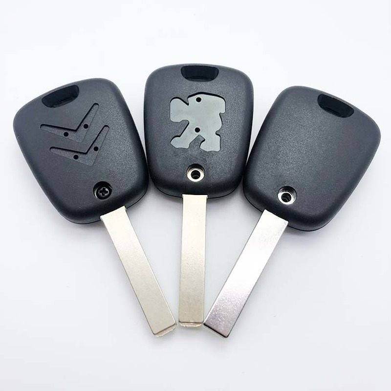 2 Buttons Uncut Insert Key Fob Case Remote Control Shell Replacement Car Key Case For Peugeot 206 For Citroen Key C4 Logo - Car