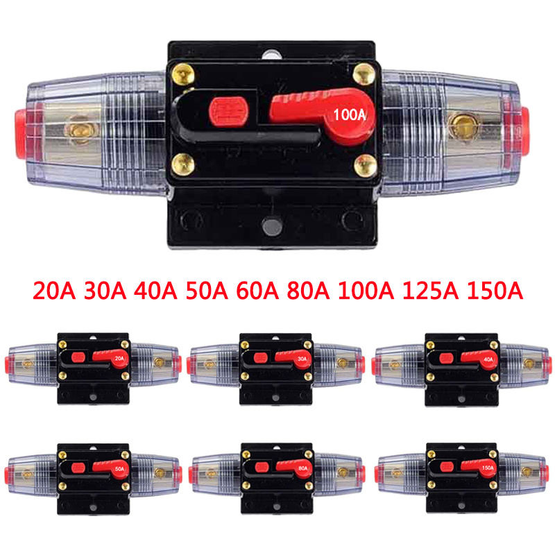 Universal Car Truck Recoverable Circuit Breaker 20a 30a 40a 50a 60a 80a 100a 125a Self-recovery Audio Fuse Holder Adapter - Fuse