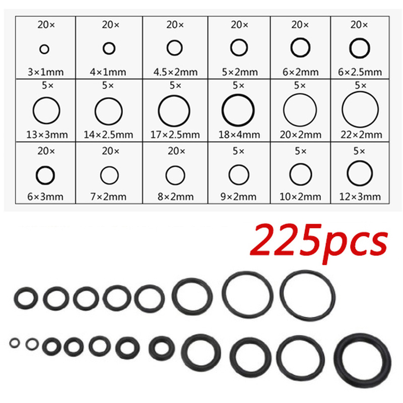 225 Pcs Car Seals Washer Rubber O Ring O Ring Gasket 18 Type Assortment Kit Machine Waterproof Oil resistant Auto Accessories|Se