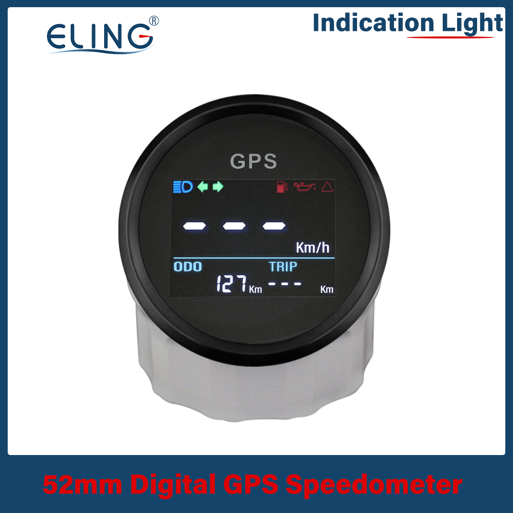 ELING 52mm Digital GPS Speedometer LCD Speed Gauge Odometer Adjustable Mileage Trip Counter for Auto Motorcycle Boat 12V 24V|Spe