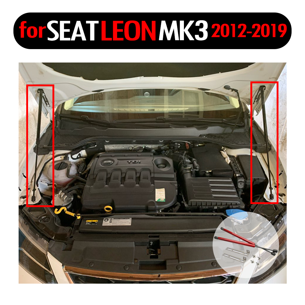 Carbon Fiber Shock Damper For Seat Leon Mk3 5f 2012-2019 Car Styling Front Bonnet Hood Modify Gas Struts Lift Support Gas Spring