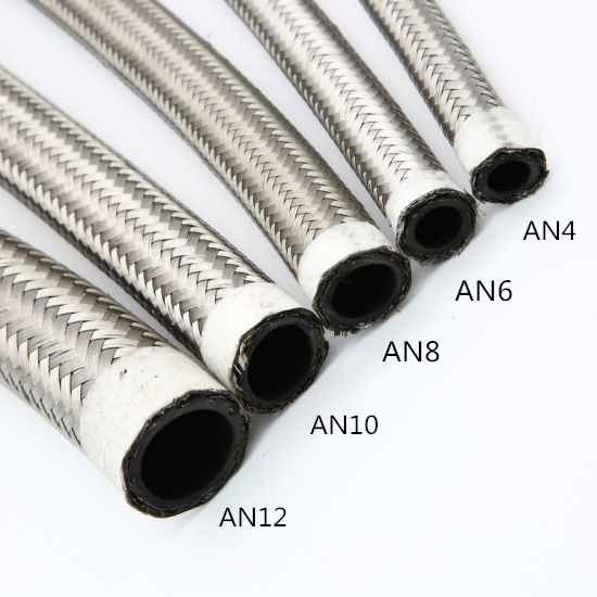 1M Fuel Line 304 Stainless Steel Double Braided inner CPE Sythetic Rubber Oil Cooler Hose Silver AN4 AN6 AN8 AN10 Racing Hose|