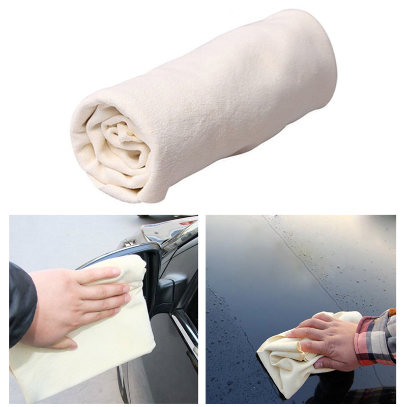 Natural Chamois Leather Cloth for Car Cleaning Absorbent Auto Quick Dry Washing Towel Soft Natural Suede|Sponges, Cloths & B