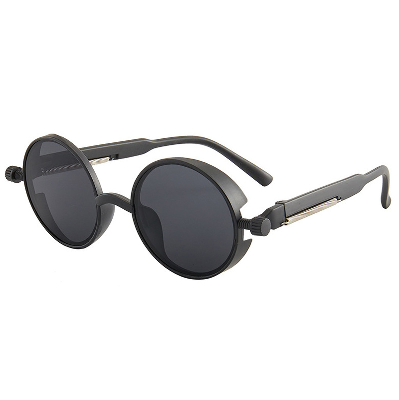 Round Metal Frame Steampunk Style Sunglasses Women Men Retro Classic Gothic Punk Spring Glasses Colored Lens Sun Eyewear - Glass